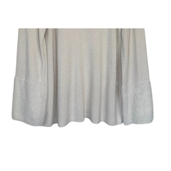 Not For Sale J.Jill Sweater Women Large Cream Faux Fur Trim Minimalist Tunic - Picture 4 of 8